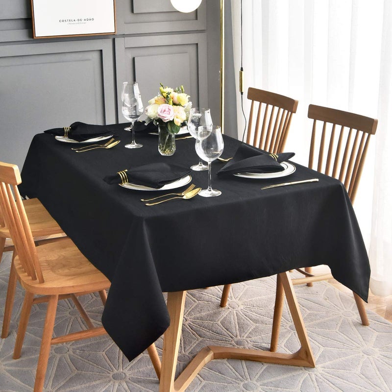 maxmill Jacquard Table Cloth Waving Pattern Water Proof Wrinkle Free Heavy Weight Soft Tablecloth Decorative Fabric Table Cover for Outdoor and Indoor Use Rectangular 60 x 104 Inch Black - Image 4